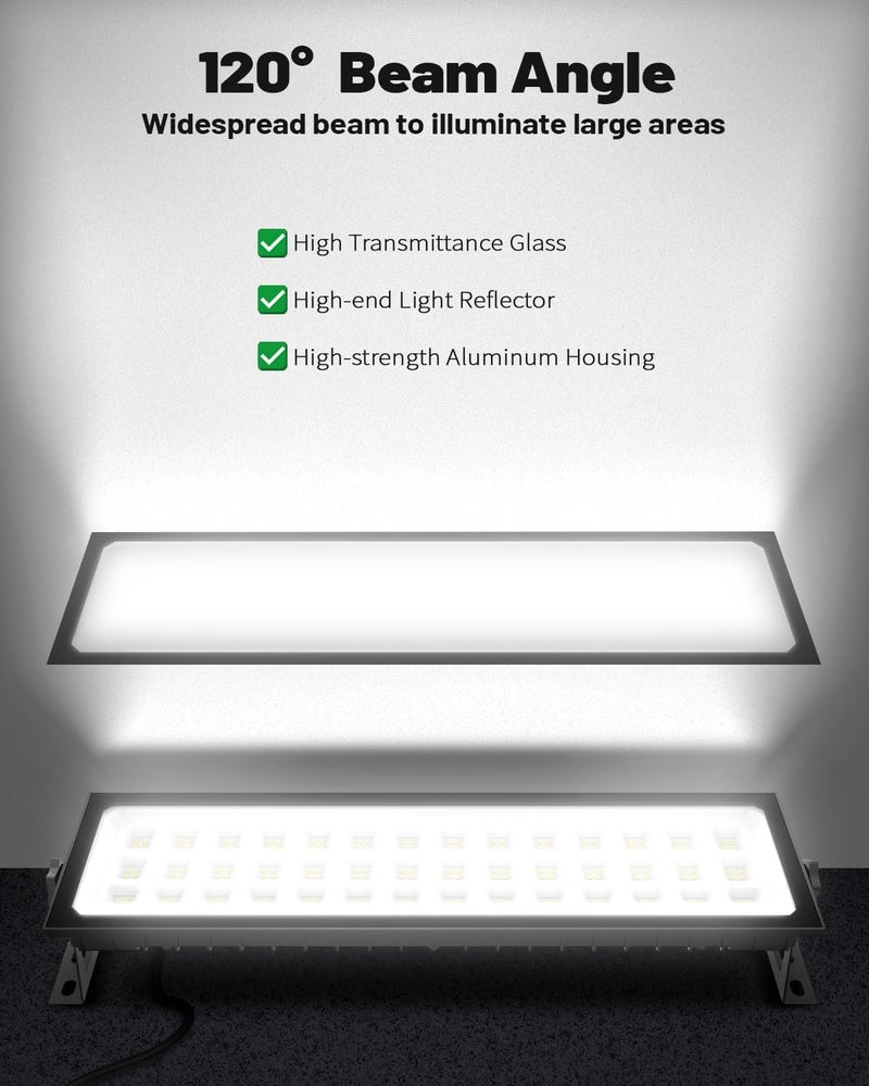 AGranTOP 2 Pack Linkable LED Shop Lights, Ultra Bright 100W 15000LM Aluminum Plug in Garage Light w/ 9.84ft Power Cord, 6000K Work Light for Garage, Workshop, Warehouse (Built-in Outlet) - Image 5